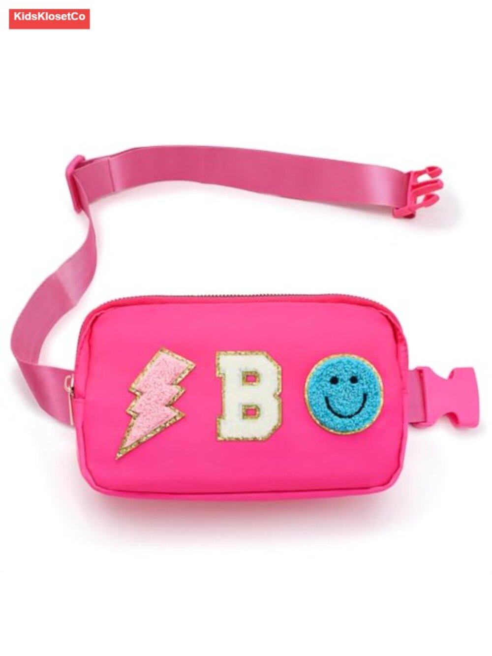 Nylon Fanny Pack Crossbody Bag for Girls Preppy Waist Bag with Chenille Letter